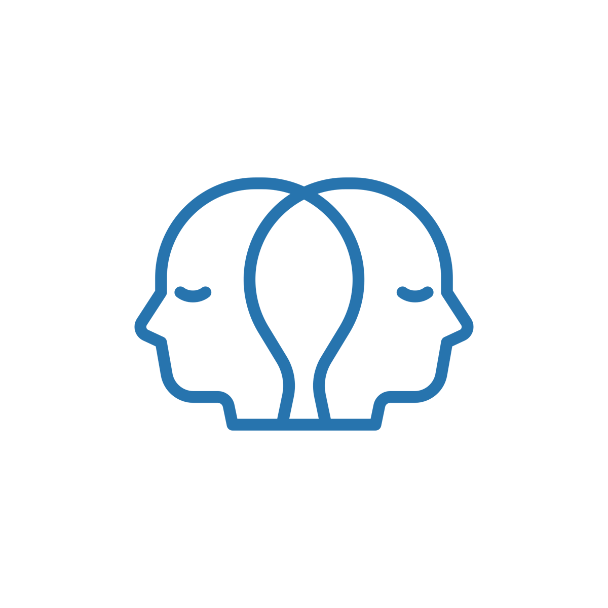 Icon of two people's heads facing away from each other.