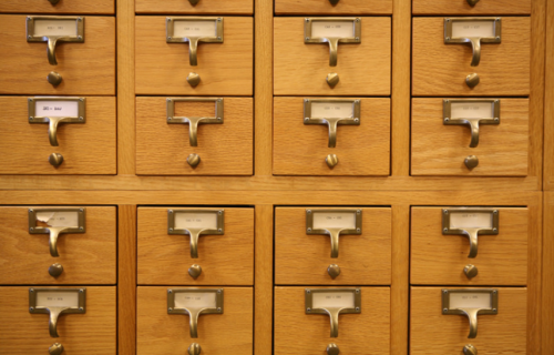library card catalogue drawers
