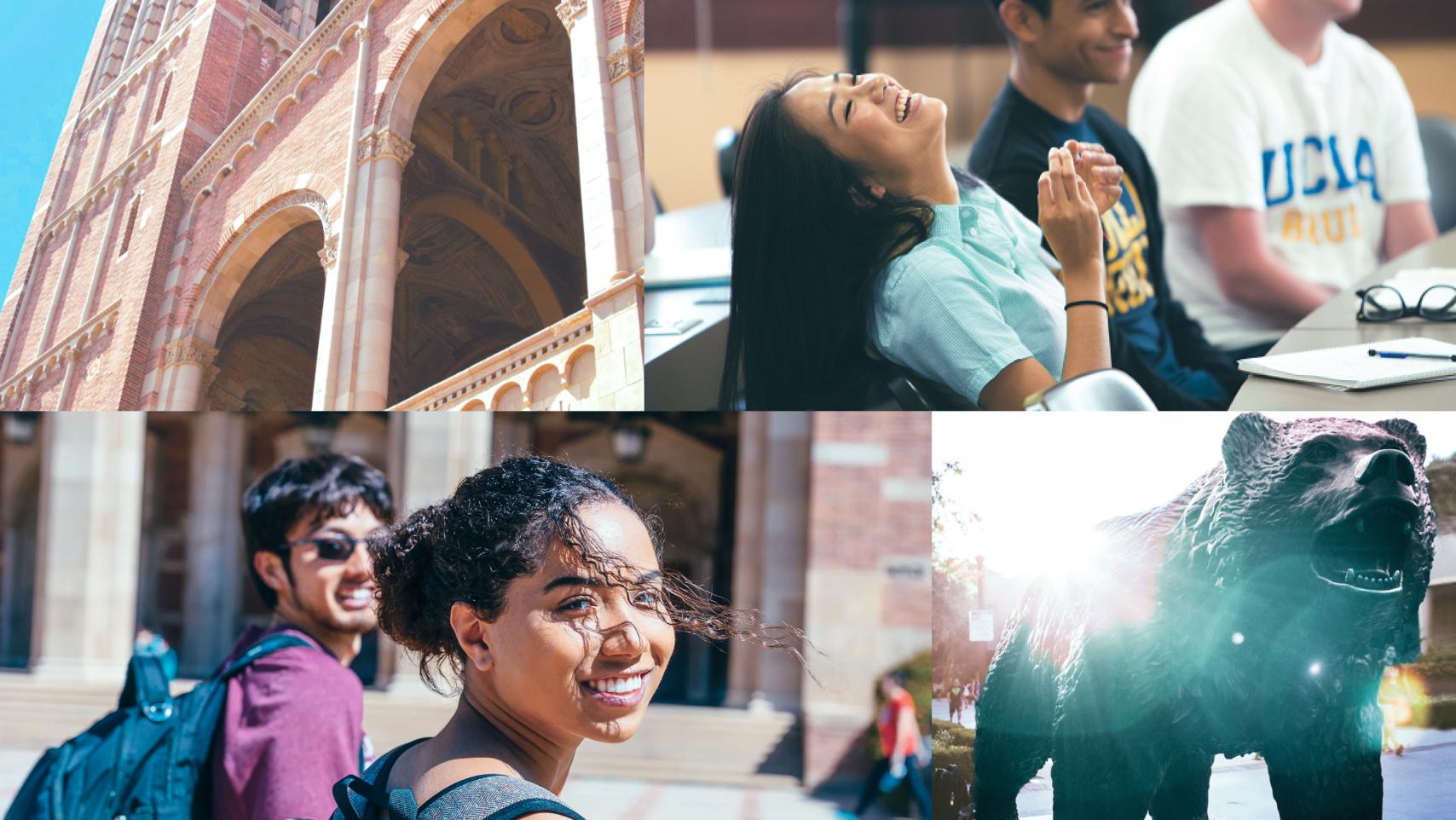 A collage of UCLA students and campus shots.